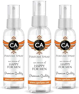 CA Perfume Impression of Happy For Men Cologne Eau de Parfum Spray Refillable Bottle 2 Fl Oz/60ml-X3