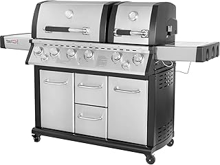 review Royal Gourmet Mirage MG6001-R Two Split Lid 6-Burner Cabinet Propane Infrared Burner Gas Grill, Side Burner, 96,000 BTU,Stainless Steel