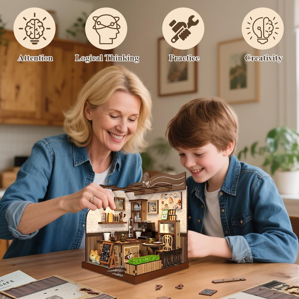 Aolso DIY Miniature House Kit,Model Kits,Miniature Café,Wooden House Kit for Adults and Teens,Wooden Building Kits,Gifts for Family and Friends - Image 3