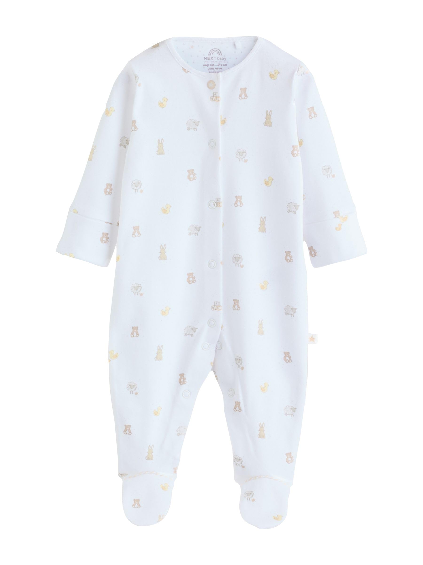 NEXT Unisex Bambino Confezione da 3 Tutine Bebè | Neonato, Standard, Mid Rise, Button, 100% cotone