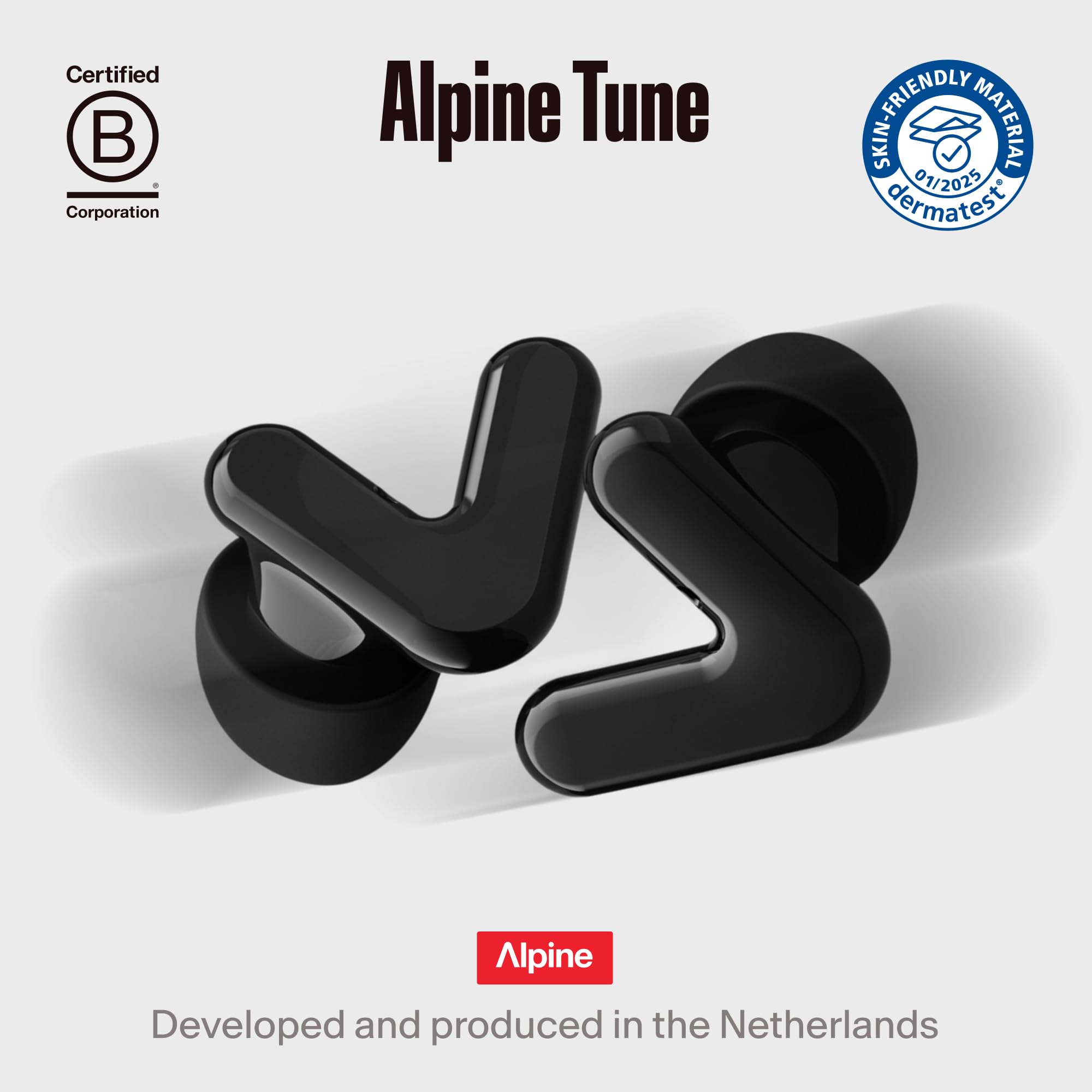 Alpine Tune Tapones Oidos Concierto, Tapones Oidos Música con Reducción de Ruido, Calidad Hi-Fi, 19dB Protección Auditiva, 4 Tamaños Incluidos, Para Festivales, Fiestas y Clubs, Negro