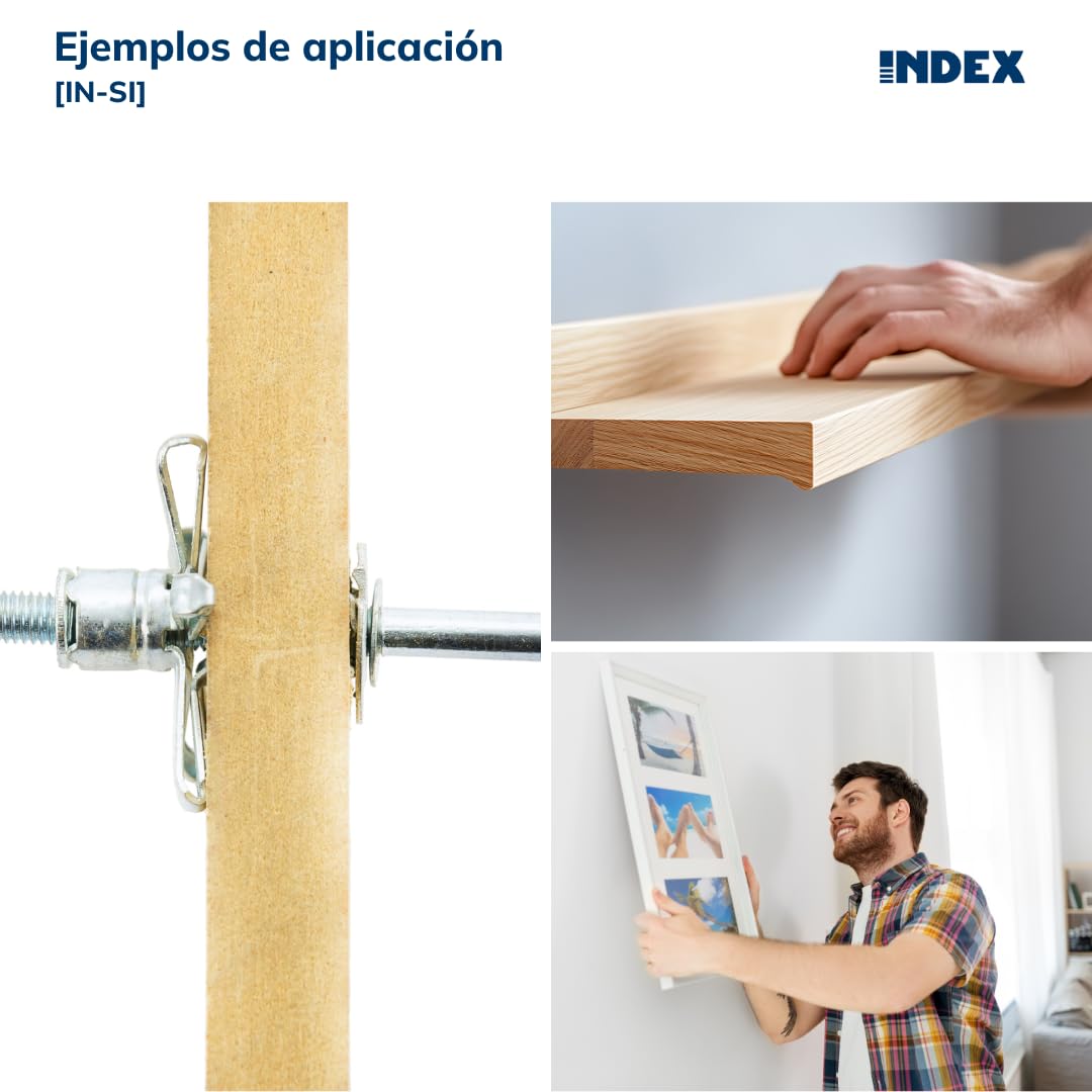 INDEX A PERFECT FIXING - INSI865 [IN-SI] Taco metálico Indemoll para materiales huecos, Anclaje de expansión, Acero zincado, Medida: M8 x 65, Broca Ø14 mm, Caja de 100 unidades