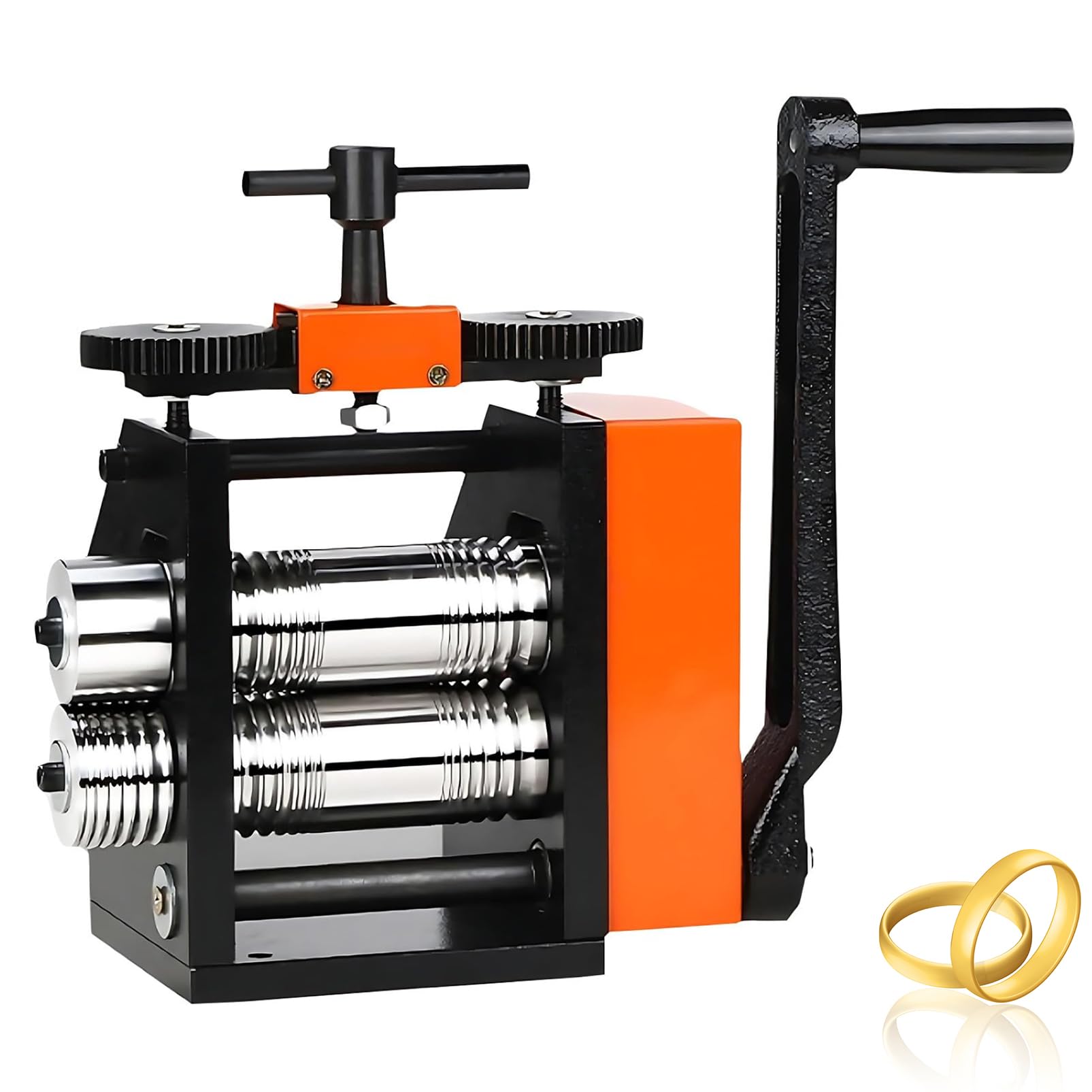 Eiwitany Hand Crank Manual Jewelry Rolling Mill with 40mm Rollers, Ideal for Metal Stretching, Wire Forming and Texture Embossing