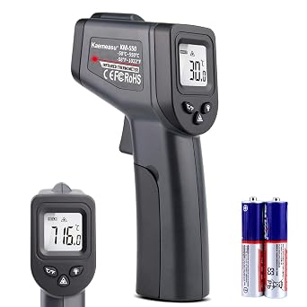 IR Thermometer Gun with Battery Laser Thermometer Temp Gun for Home Use -50-550C/-58-1022 F Great for Cooking,BBQ, Chilled Fresh Food,Engine, HVAC