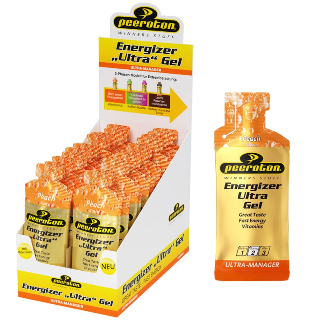 Peeroton Energizer Ultra Gel Peach- Isotonic Energy Gel für maximale Ausdauer mit 26.5 g Kohlenhydraten