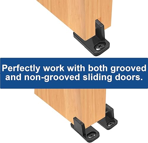 Miniatura 8 de Guías de piso de puerta corrediza de granero negras de plástico, accesorios de guía de puerta de derivación, paquete de 4