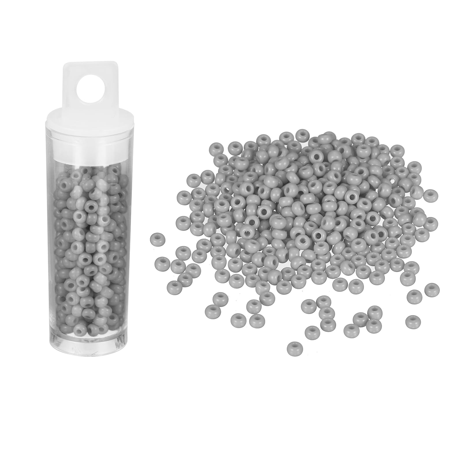 sourcing map 360 Pcs Glass Seed Beads Bulk, 3mm Mini Loose Glass Bugle Beads for DIY Earrings, Necklaces, Bracelets, Jewelry Making, Grey