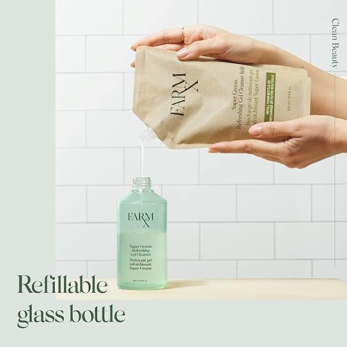 Miniatura 3 de Farm Rx Limpiador facial de gel recargable Super Greens – Limpiador de gel diario natural vegano con ingredientes súper verdes para limpiar la piel