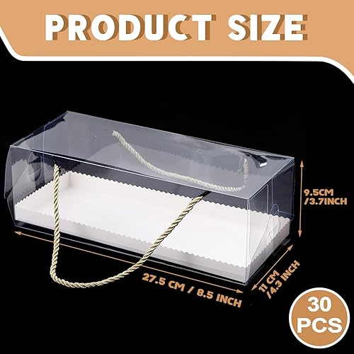 Miniatura 2 de 30 cajas transparentes para magdalenas, cajas para pasteles de panadería con asa y cartón, recipientes rectangulares de plástico para cupcakes,