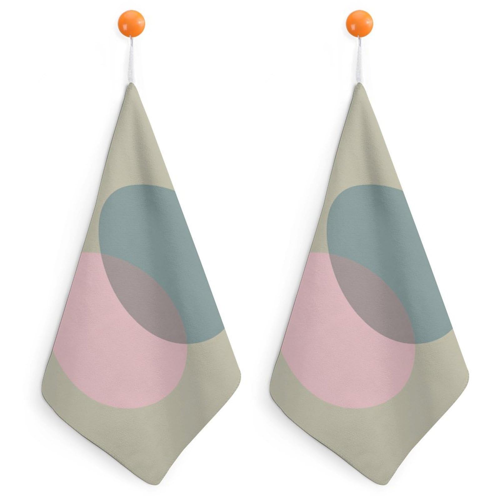 Jubonexis Pink And Blue Egss Simple Small Hand Towel with Hanging Loop 2 PCS Absorbent Soft Wash Cloth for Kitchen Bathroom
