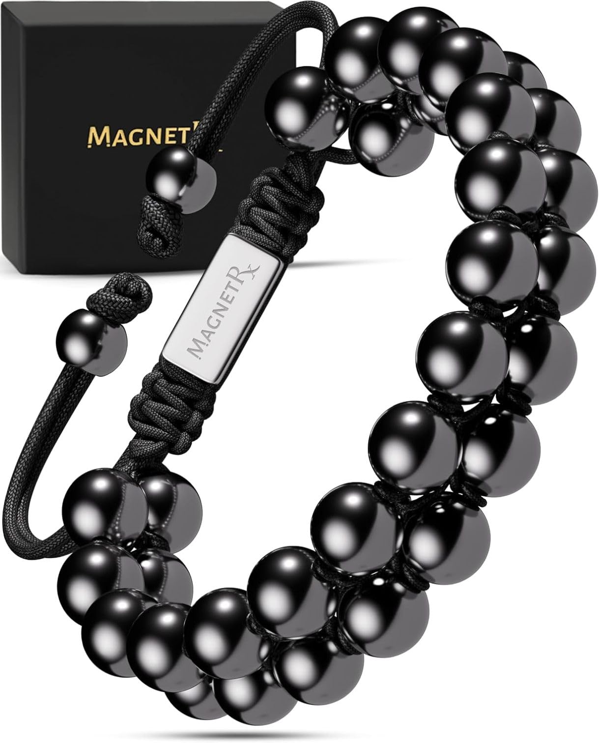 MagnetRX® Hämatit Magnetarmband - Magnetische Hämatit Armbänder mit Perlen (Double Strength 8mm)