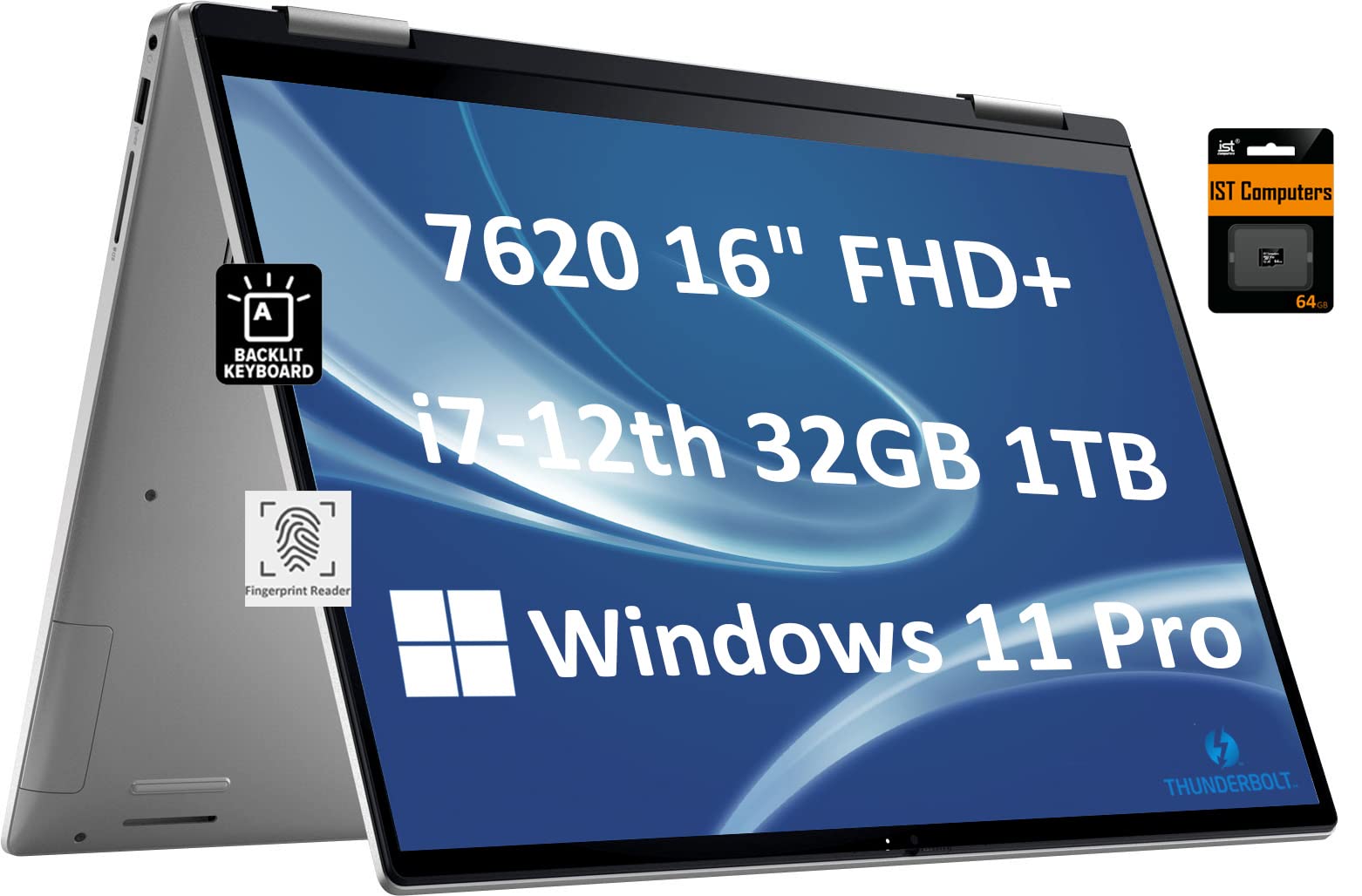 Dell Inspiron 7620 16" WUXGA 2-in-1 Touchscreen Business Laptop (Intel 12-core i7-1260P, 32GB RAM, 1TB SSD) 13-Hour Batter...