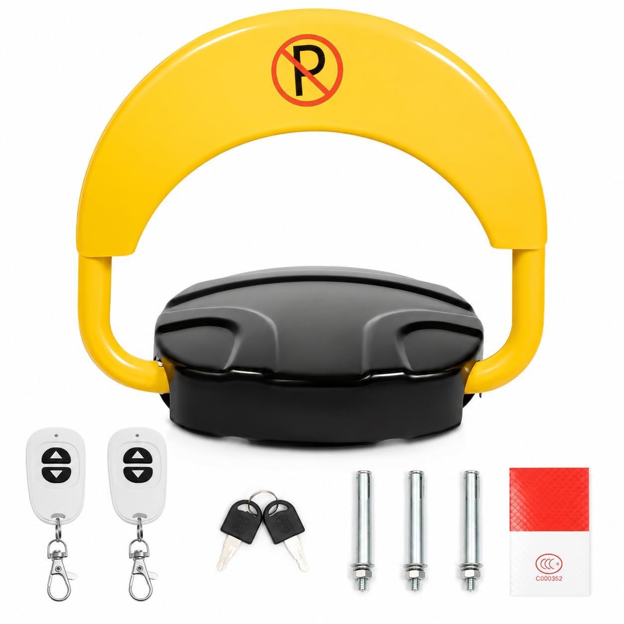 Barrière de parking électrique anti-collision 180° avec télécommande, étanche et pliable, jaune