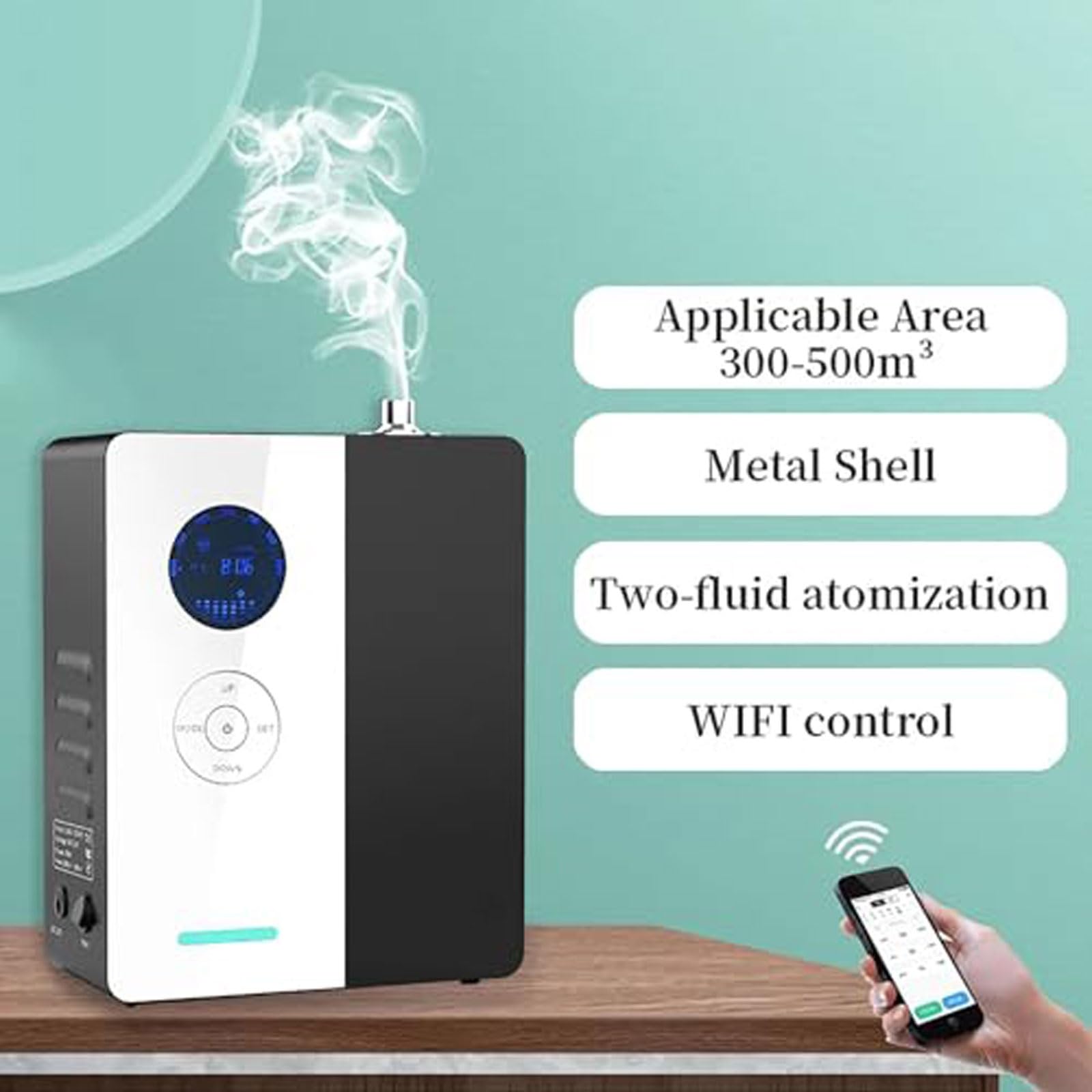 Dyfuzor olejków eterycznych, 200 ml dyfuzor bezwodny kontrola aplikacji nawilżacz do aromaterapii z technologią atomizacji i cichą pracą, kompatybilny z systemem HVAC(Black)