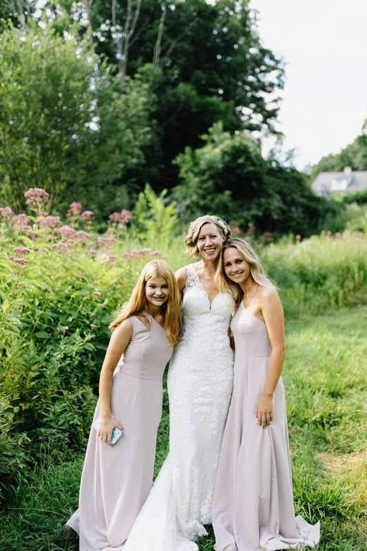 Rjer One Shoulder Bridesmaid Dress 2025 Solid A-Line Long Chiffon Formal Evening Dress for Women4