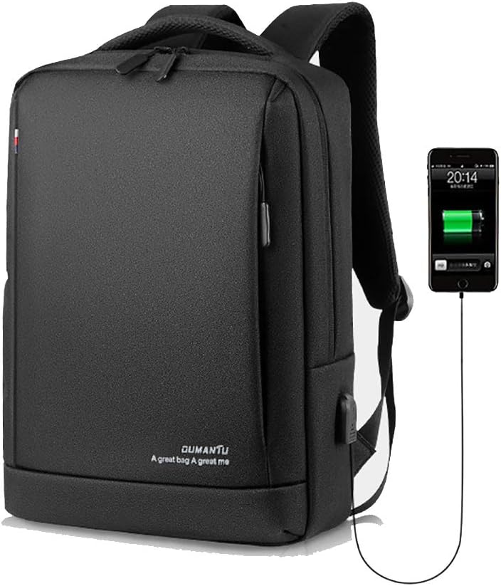 Slim Laptop Backpack Business Travel Durable Laptops Backpack with USB Charging Port College Computer Bag for Women & Men Fits 15.6 Inch Laptop and Notebook Black