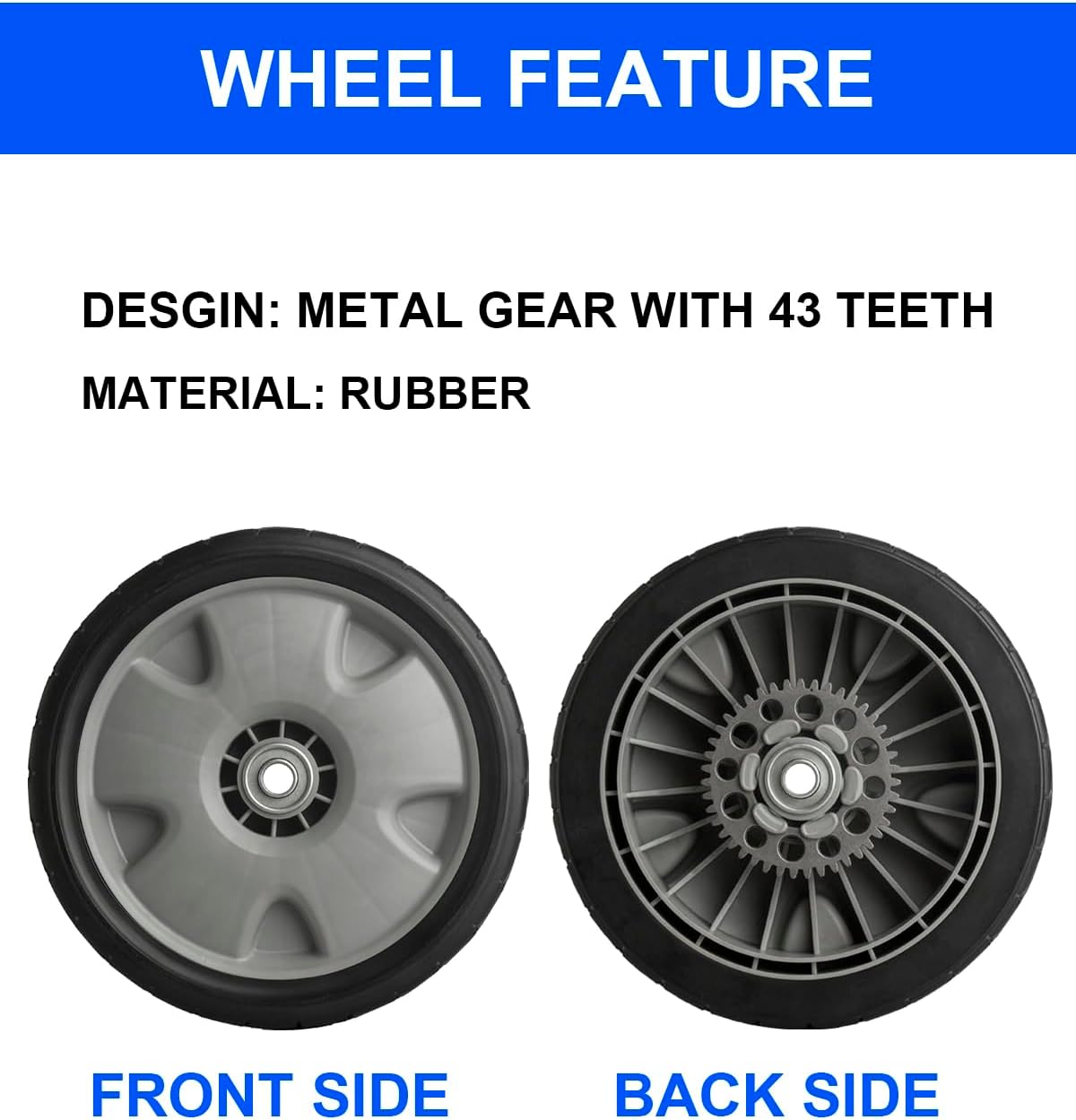 Replacement Lawn Mower Rear Drive Wheels for 42710-VH7-010ZA 42710-VH7-000ZA - 9" Tires Assebmly Compatible with Honda HRR216 HRX217 Propelled Mower (Set of 2)