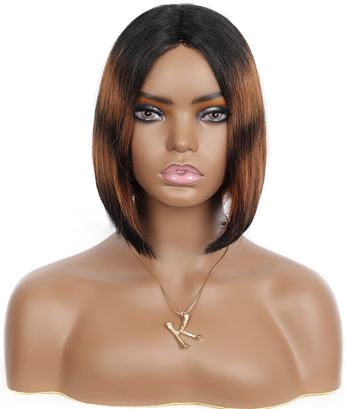 Brinbea 10" Short Bob Wigs Middle Lace Part 100 Remy Human