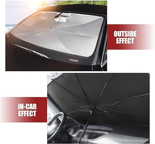 Miniatura 7 de yvshy Paquete de 1 paraguas protector plegable para automóvil, 55 x 31 pulgadas, paraguas protector para salpicadero, apto para automóvil, SUV,