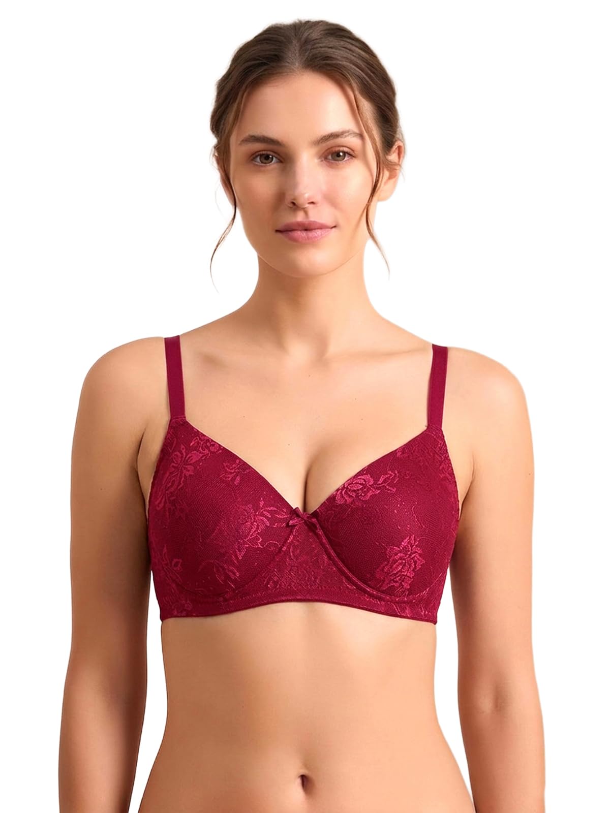 Clovia Women's Lace Lightly Padded Non-Wired Bridal Bra