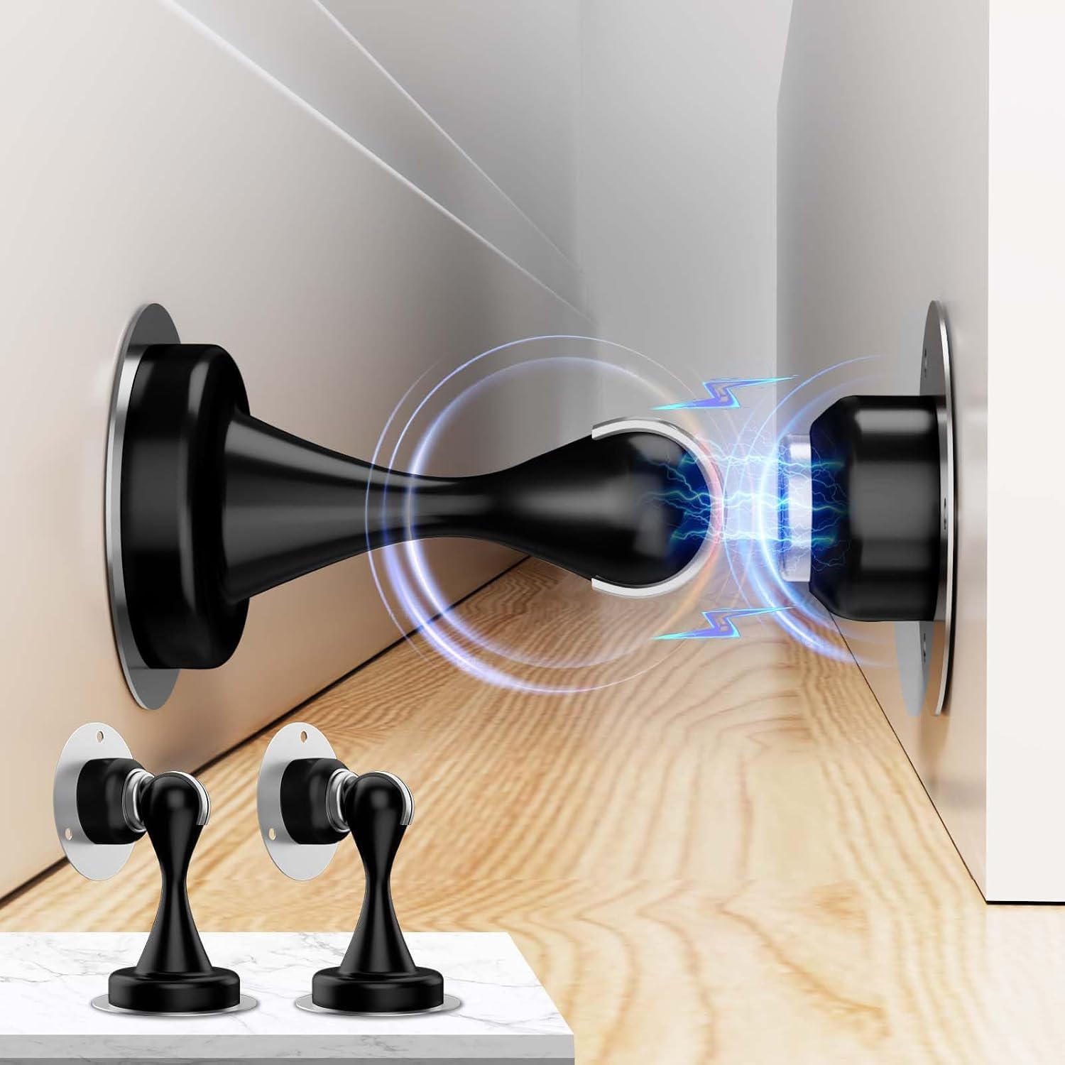 Magnetic Door Stopper - 2 Pack - COROHERO Stainless Steel Door Stoppers for Bottom of Door| Magnetic Door Stop for Wall and Floor Mounting| No