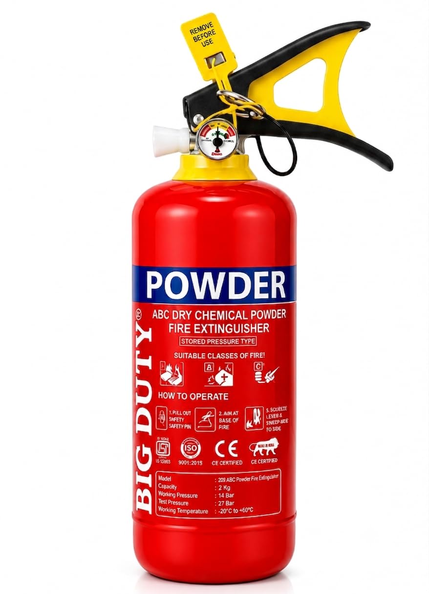 Big Duty ABC Powder Type 2 Kg Fire Extinguisher Red Fire Extinguisher ISI Mark with Wall Mount Hook and How to use Instruction Manual for Home, Kitchen, Office, School and Industrial Use-image-13