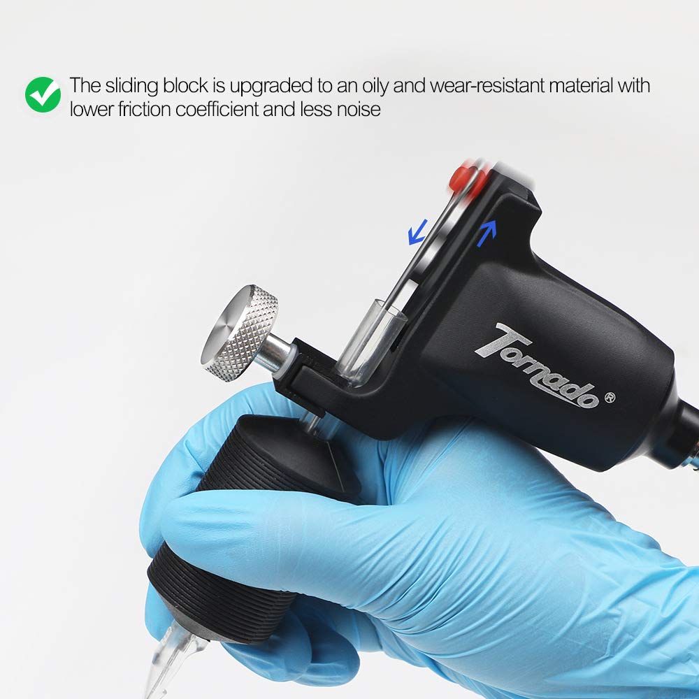 Tornado Rotary Tattoo Machine Kit with 7pcs Needles, Black Ink