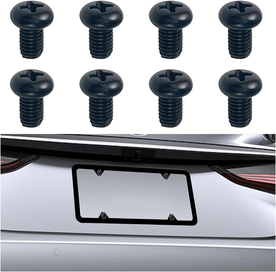 8PCS Rear License Plate Screws, M5 Bolt Phillips Machine