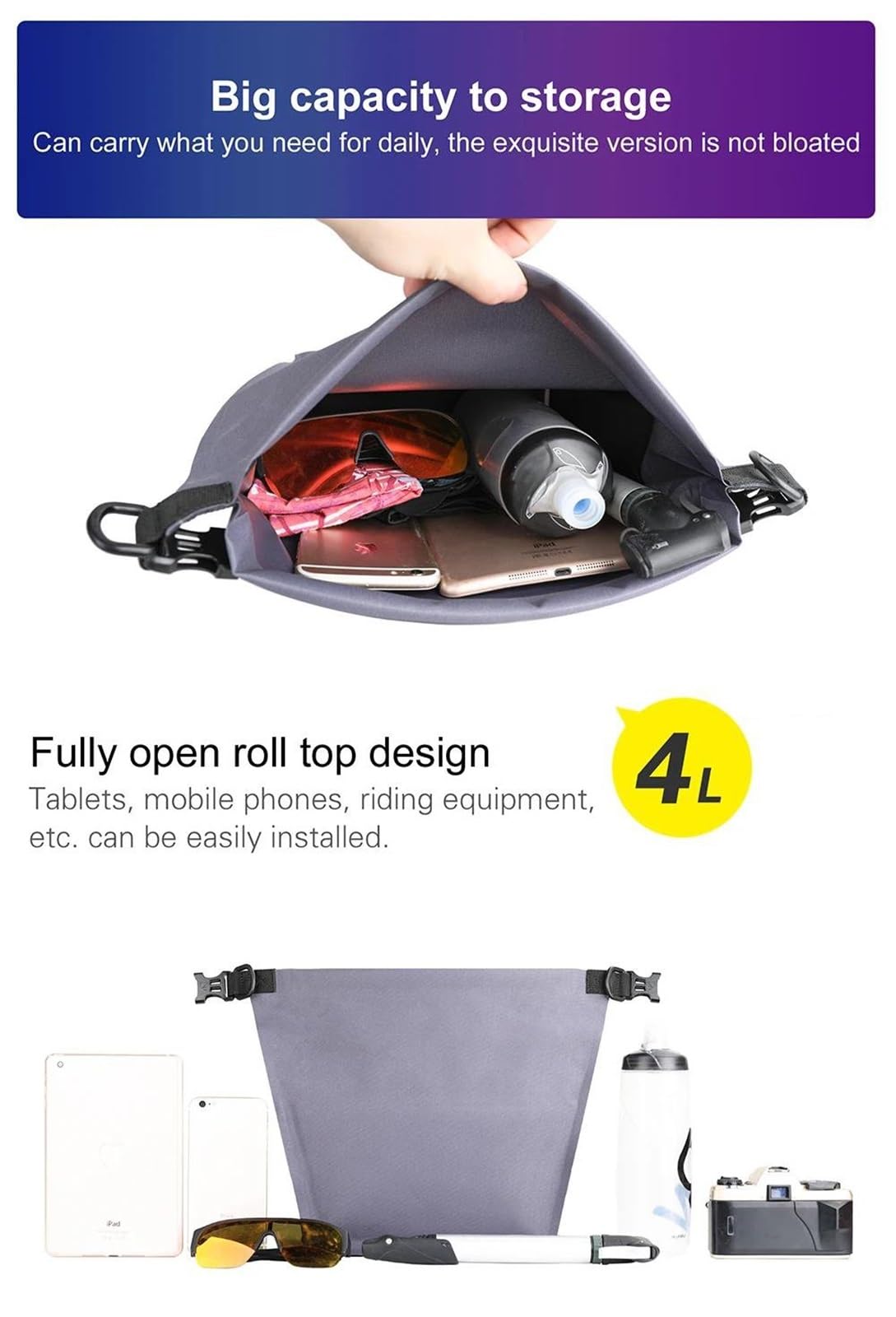 Reisebeutel Motorrad-Rucksack Mit Doppeltem Verwendungszweck, Aufbewahrungstaschen, Abnehmbare Hecktasche, Handtasche, 4 L, Motorrad-Seitenwerkzeugtasche, Zubehör(Nero)