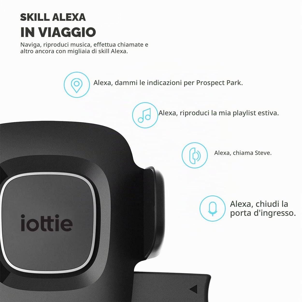 iOttie Easy One Touch Connect Pro (nuovo) – Gen 2 – Vivavoce Alexa in auto – Supporto da auto con Alexa integrato per iOS e Android, certificato MFi, universale