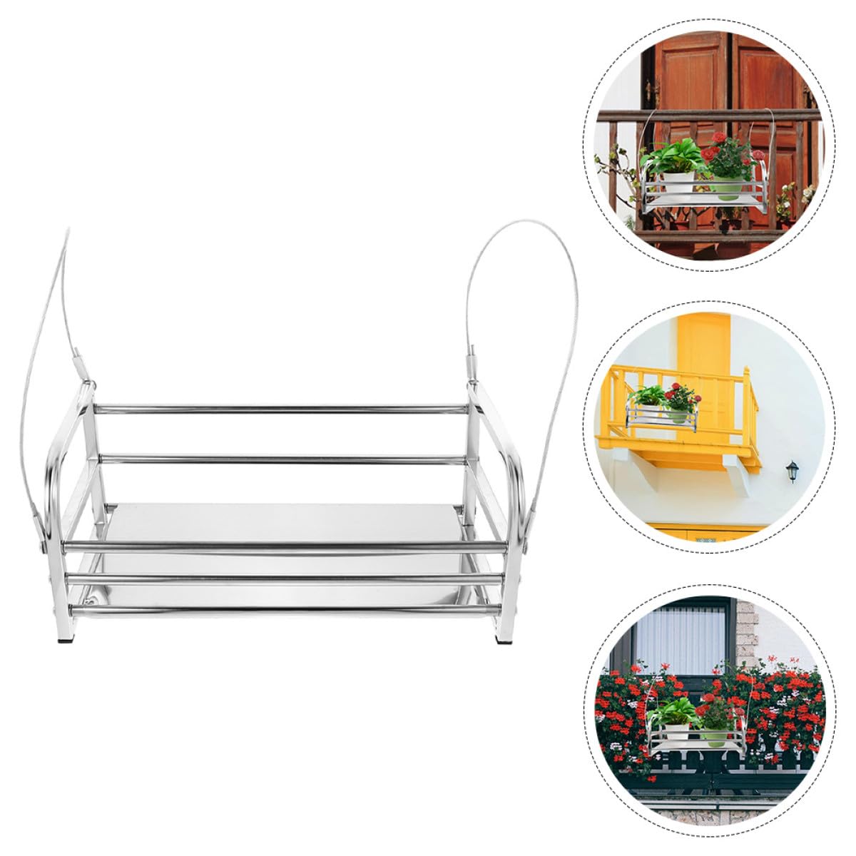 Veemoon Verstellbarer Blumentopfhalter aus Edelstahl 50cm Balkongeländer Pflanzenständer Hängendes Terrassenregal für Garten und Fensterbank