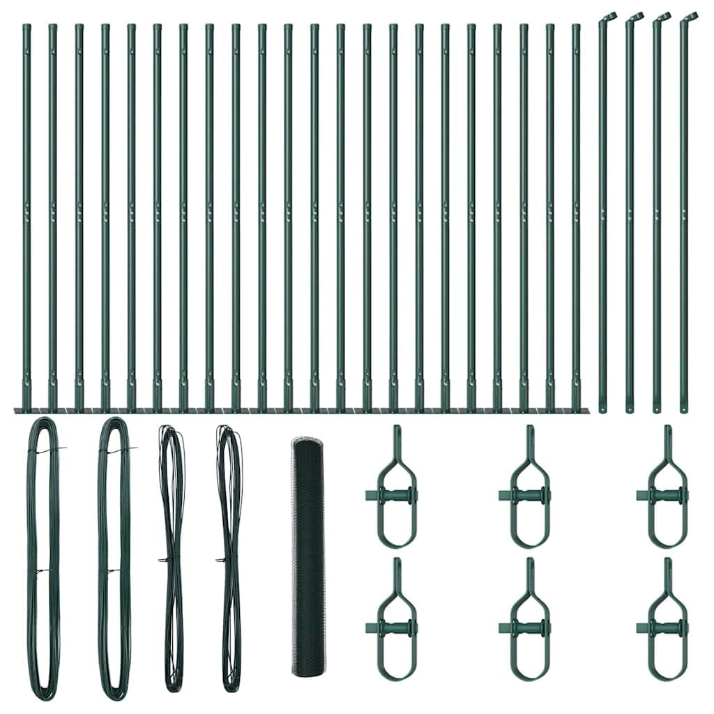 Fence Post Green 50 x 1.2 m 25 mm Mesh Steel PVC Garden Fence Posts Secure Outdoor Enclosure Kit Weather Resistant Corrosion Proof Rectangle Posts for Yard Terrace Pet Safety 5000 3.2 x 120 cm