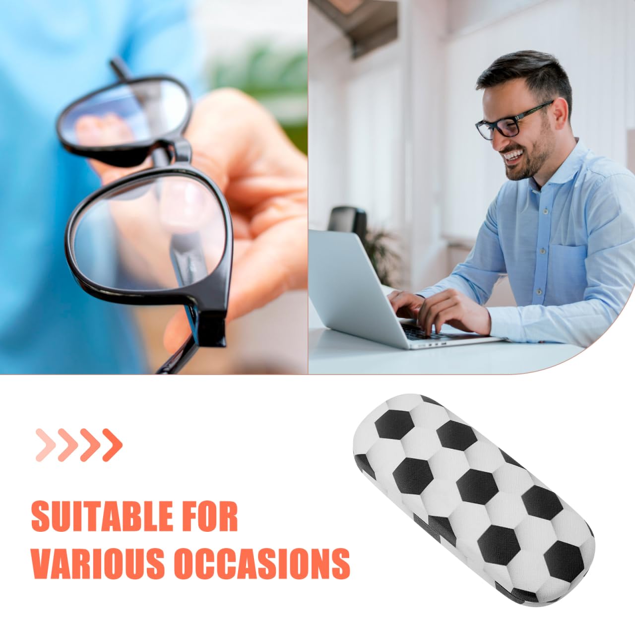 FOMIYES Funda rígida para gafas para niños con divertido patrón de baloncesto protector de almacenamiento de gafas con paño de limpieza para niños
