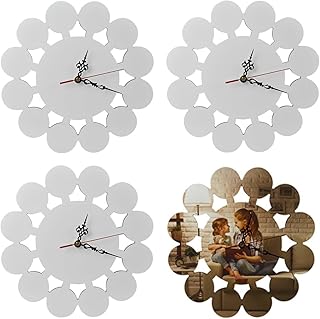 Limitronix 3 Pcs Sublimation Blanks 11.8 inch MDF Wood Wall Clock Sublimation DIY Heat Transfer Wall Clocks Silent Non Ticking Battery Operated Decorative Wall Clock for Home Kitchen Office Hotel