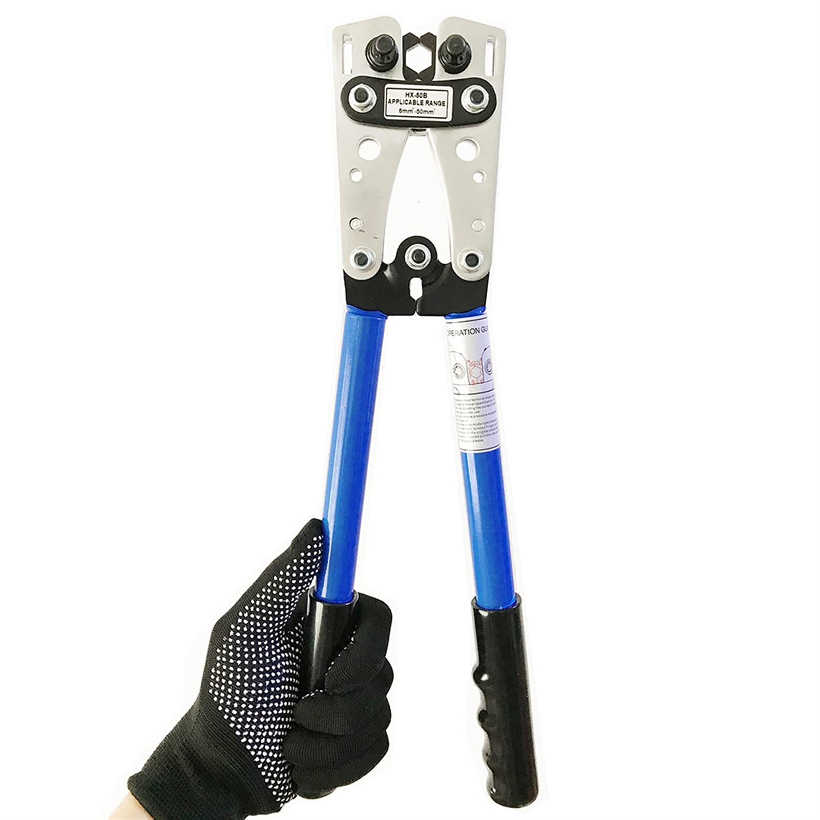 Pelacables Crimpadora HX-50B Alicates engargando alicates engarzando alicates de engarzado por 6-50mm2 1-1 0AWG Cable(HX-50B red)