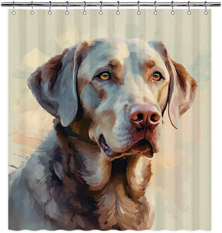 Funny Retriever Labrador Shower Curtain Colorful Dog Pet Animal Art Print Bath Curtains for Bathroom Home Decoration with 12 Hooks Waterproof Fabric 72x72 Inch