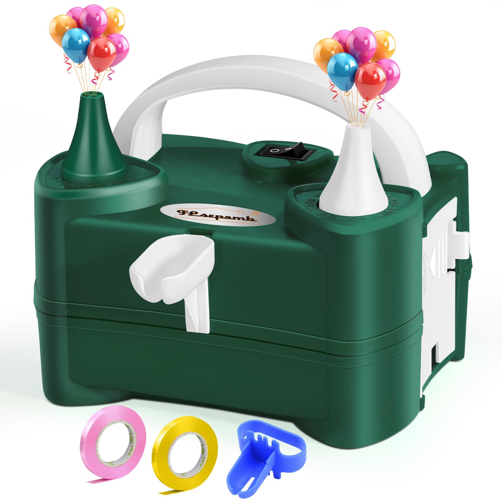 FLSEPAMB Gonfia Palloncini Elettrico,220V Intelligente a 2 Modalità Pompa per Palloncini Elettrica Portatile Con Annodatore, Festa,Matrimoni, Natale