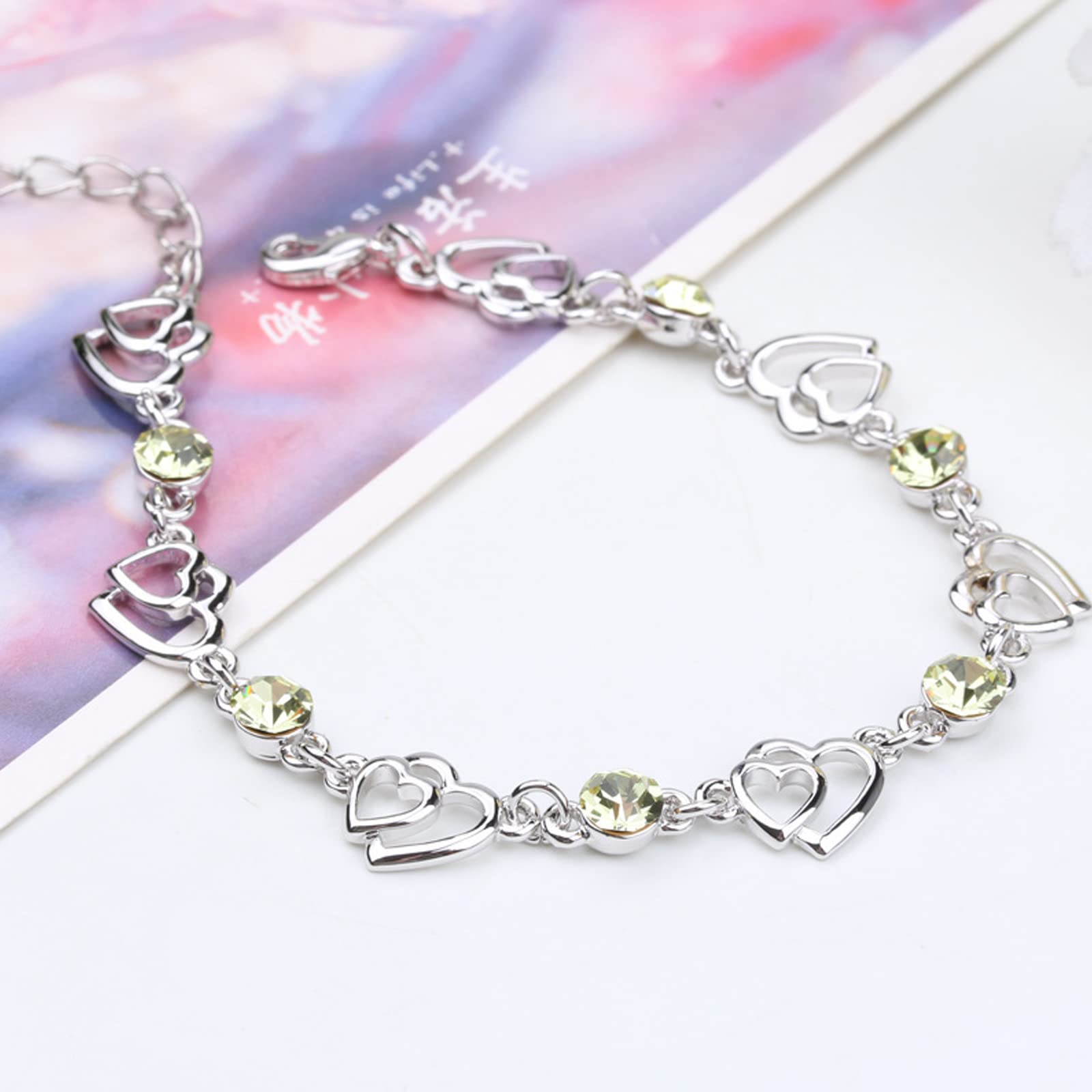 KBRPEY Bracciale Donna Con Fiore Rosa E Zirconi - Regolabile, Anallergico, Ideale Per Compleanno E Festa Della Mamma