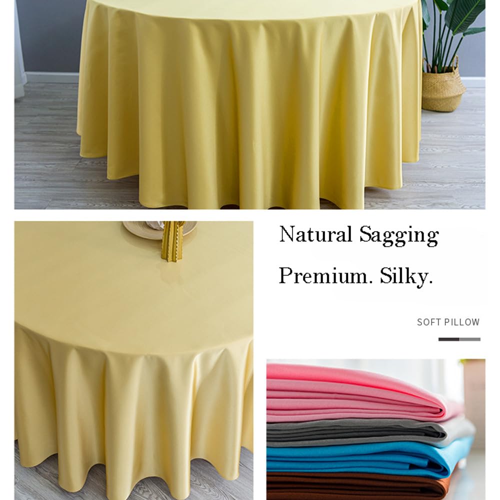 Tischdecke Rund 280cm Pure Farbe Tischtücher Satin Glänzend Tischwäsche Abwaschbar Ornamente Fleckschutz Knitterfreie Tafeldecke Hochzeit Bankett Tisch Cover Tischtuch für Hotel Home Restaurant