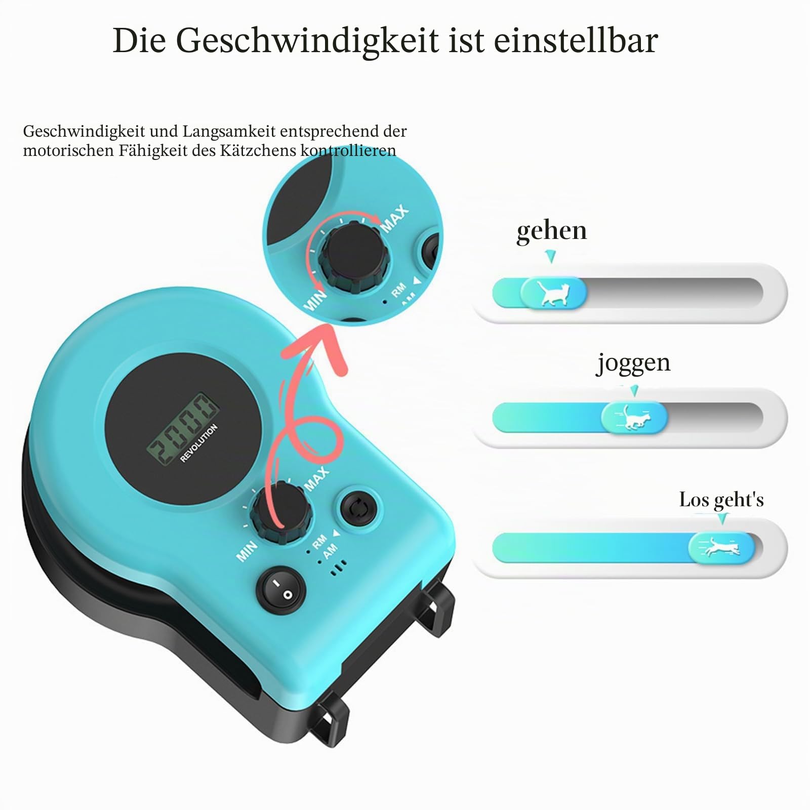 Catnamic，catnamic Toy，katzenspielzeug Fangen，automatisches Katzenspielzeug，Auto- Und Manuellen Modi,einstellbare Geschwindigkeit,USB Wiederaufladbarer-a