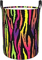 Vista 1 de Cesta de lavandería a rayas de arco iris, impermeable, con personalidad a la moda, cesta grande plegable para lavandería, cesta de almacenamiento