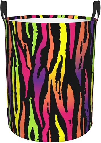 Cesta de lavandería a rayas de arco iris, impermeable, con personalidad a la moda, cesta grande plegable para lavandería, cesta de almacenamiento