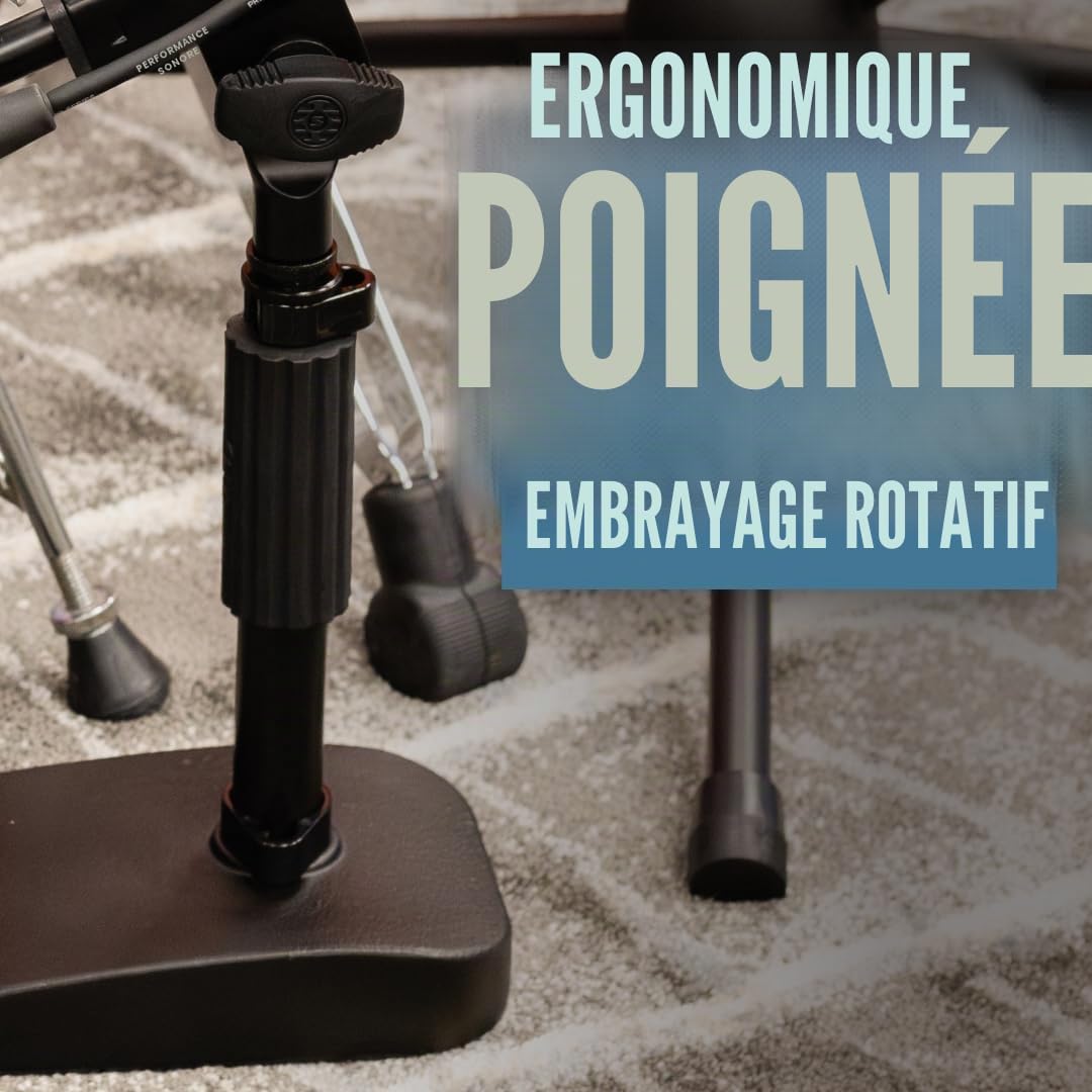 Shure by Gator Broadcast Desk Series ; pied de micro compact Shure à profil bas avec perche à section unique ; (SH-DESKTOP2)