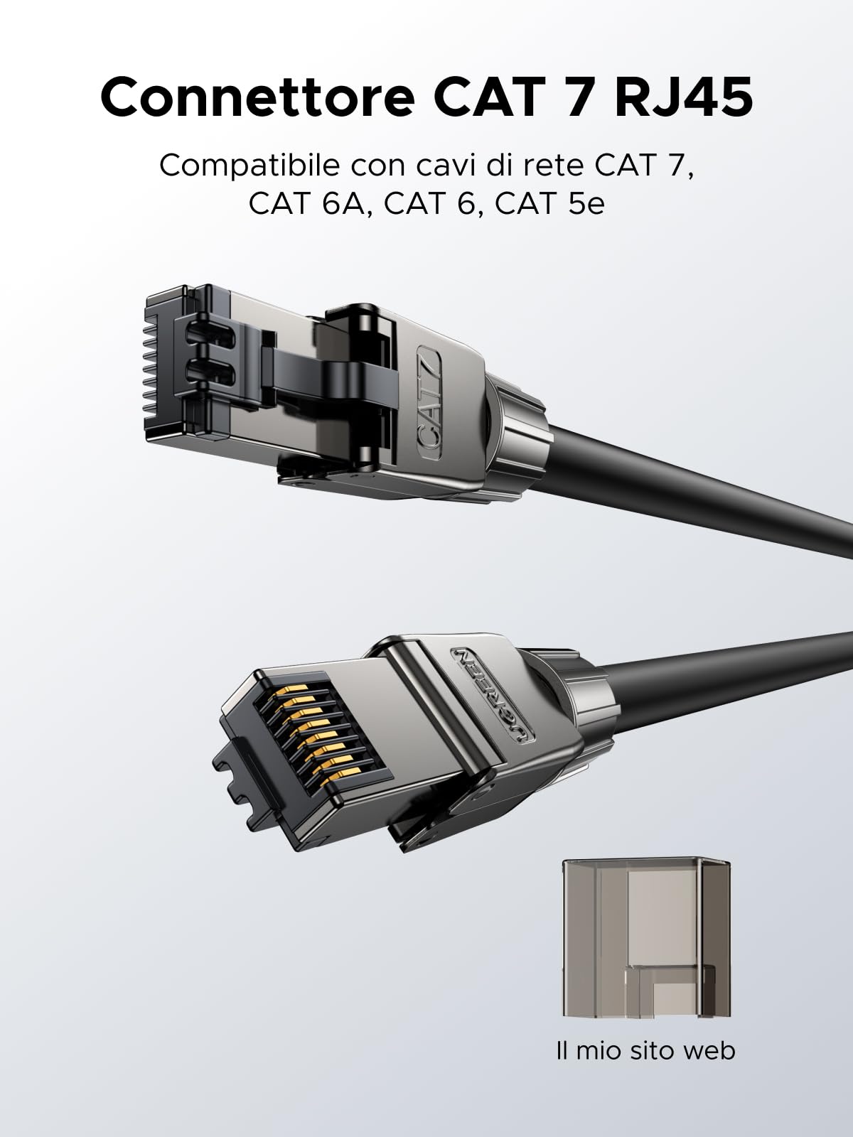 UGREEN Connettore Ethernet Cat 7 Senza Attrezzi Schermato Spina LAN a 8 Pin da 10 Gbps Supporta POE per Cavi di Rete RJ45 CAT 6A, CAT 6, CAT 5e, Compatibile con PC Router Switch -4 Packs