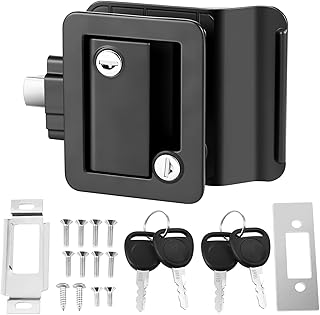 Castaroud RV Door Lock, RV Door Latch for Travel Trailers, Camper Door Lock with 4 Unique Keys, Zinc Alloy Trailer Door Lock Replacement Kit for RV, Camper, Horse, Trailer, Cargo Hauler