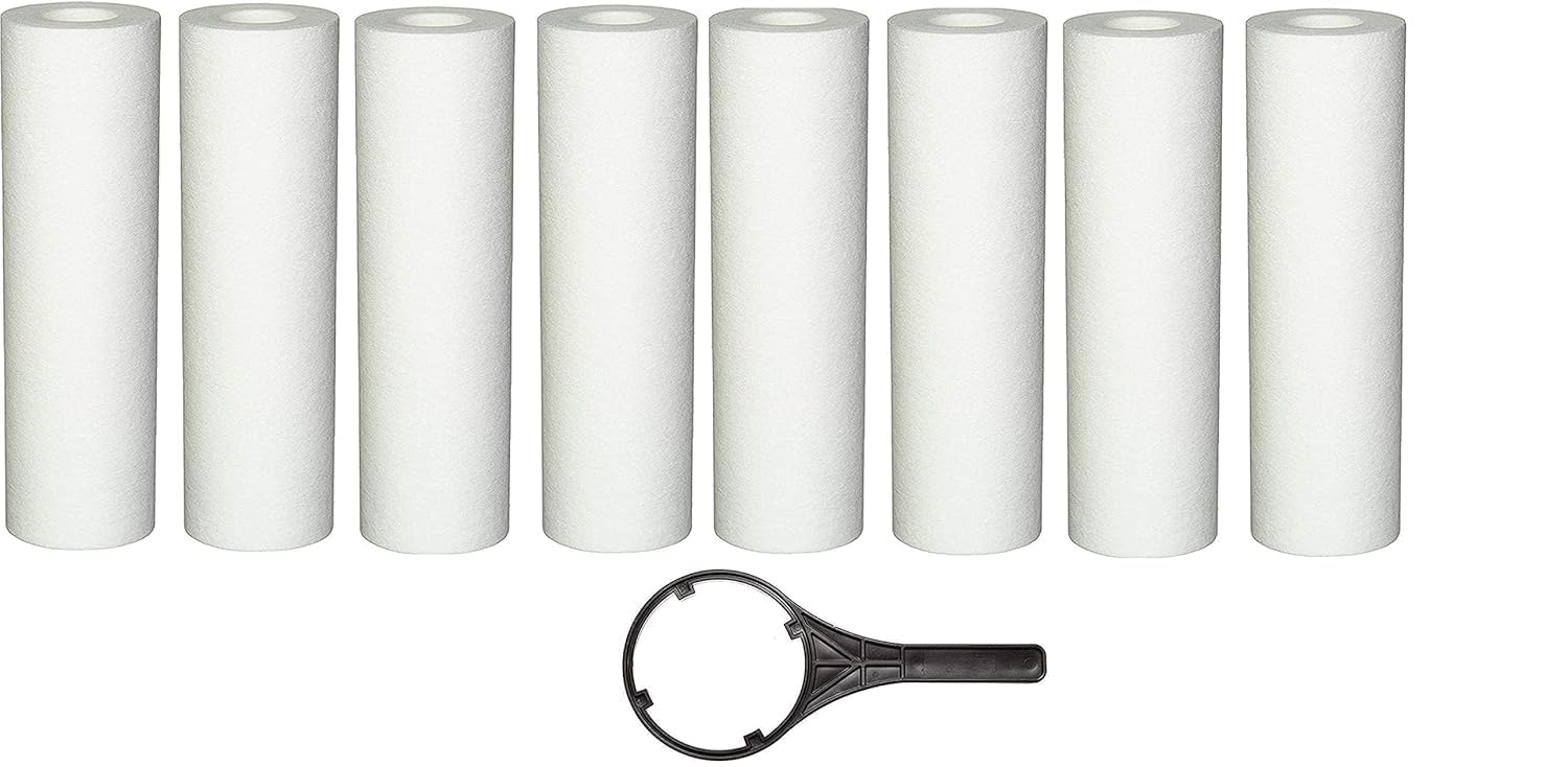 FILOX 10-Inch 5 Micron High Density PP Spun Filter Cartridge with Spanner | Sediment Filter Candle for All Types of RO Water Purifiers - (Spun Cartridges - 8)-image-1