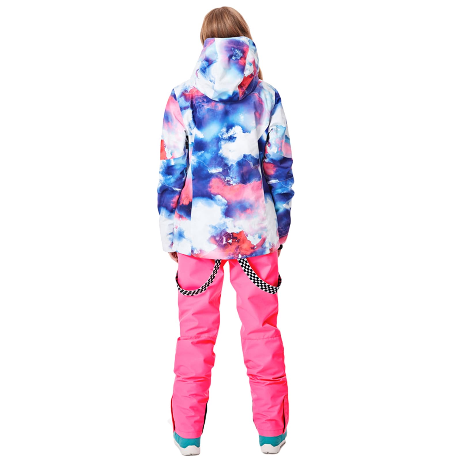 ALSOGO Damen Skianzug Schneeanzug Winddicht Wasserdicht Skifahren Snowboardjacke Trägerhose Set Zum Skifahren Snowboarden Klettern