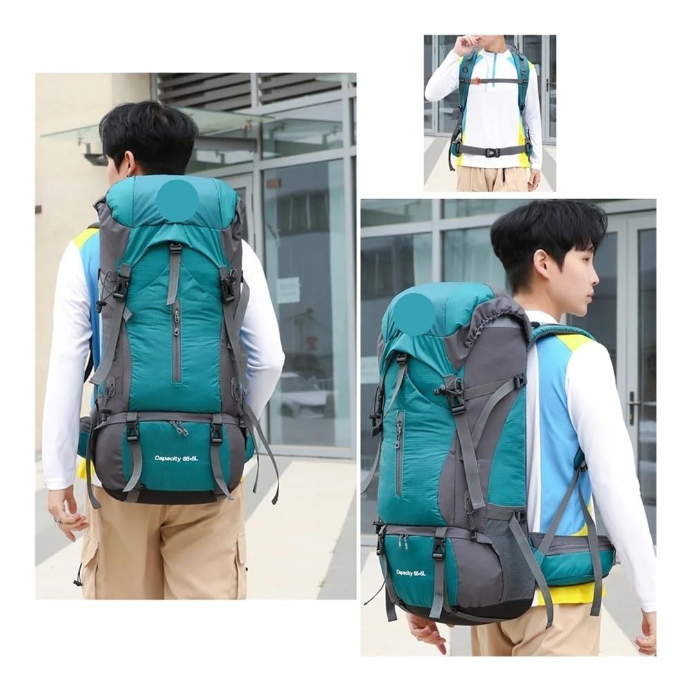 Mochila de viaje de nailon de 70 L con cubierta para lluvia, mochila de senderismo al aire libre, mochila de montañismo, mochila de hombro para hombre