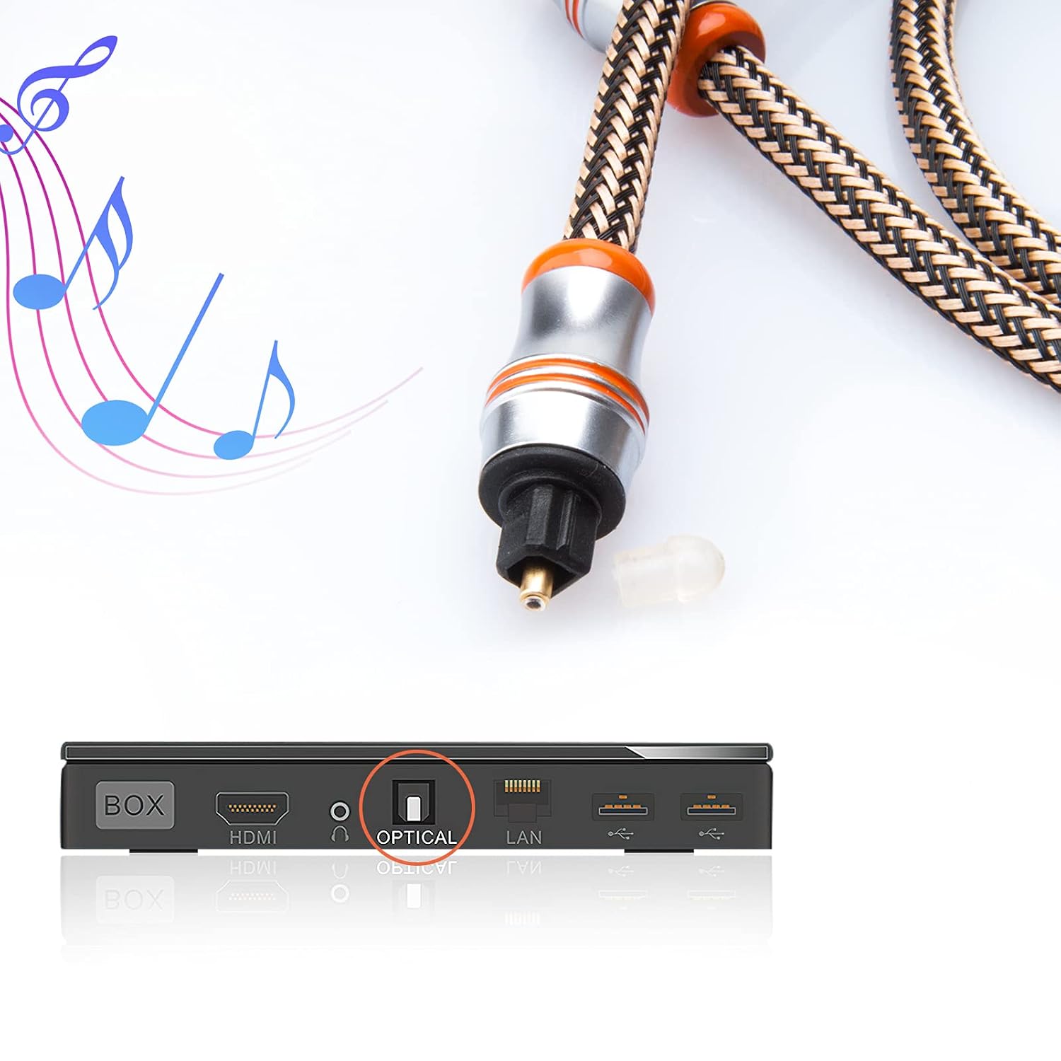 GTOTd Digital Optical Audio Toslink Cable for Sound Bar TV -3 Feet (About 0.9m)-with Female to Female Audio Extension Cable Coupler Connector Adapter Digital Optical Extension