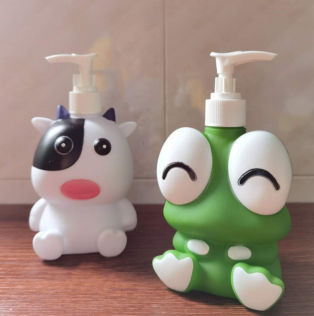 Frog Cow Cute Cartoon Animal Hand Soap Pump Lotion, Hand Soap, Shampoo, Shower Gel Dispenser, Suitable for Bathrooms, Kitchen Countertops, Bathroom Accessories (Cow) image 4